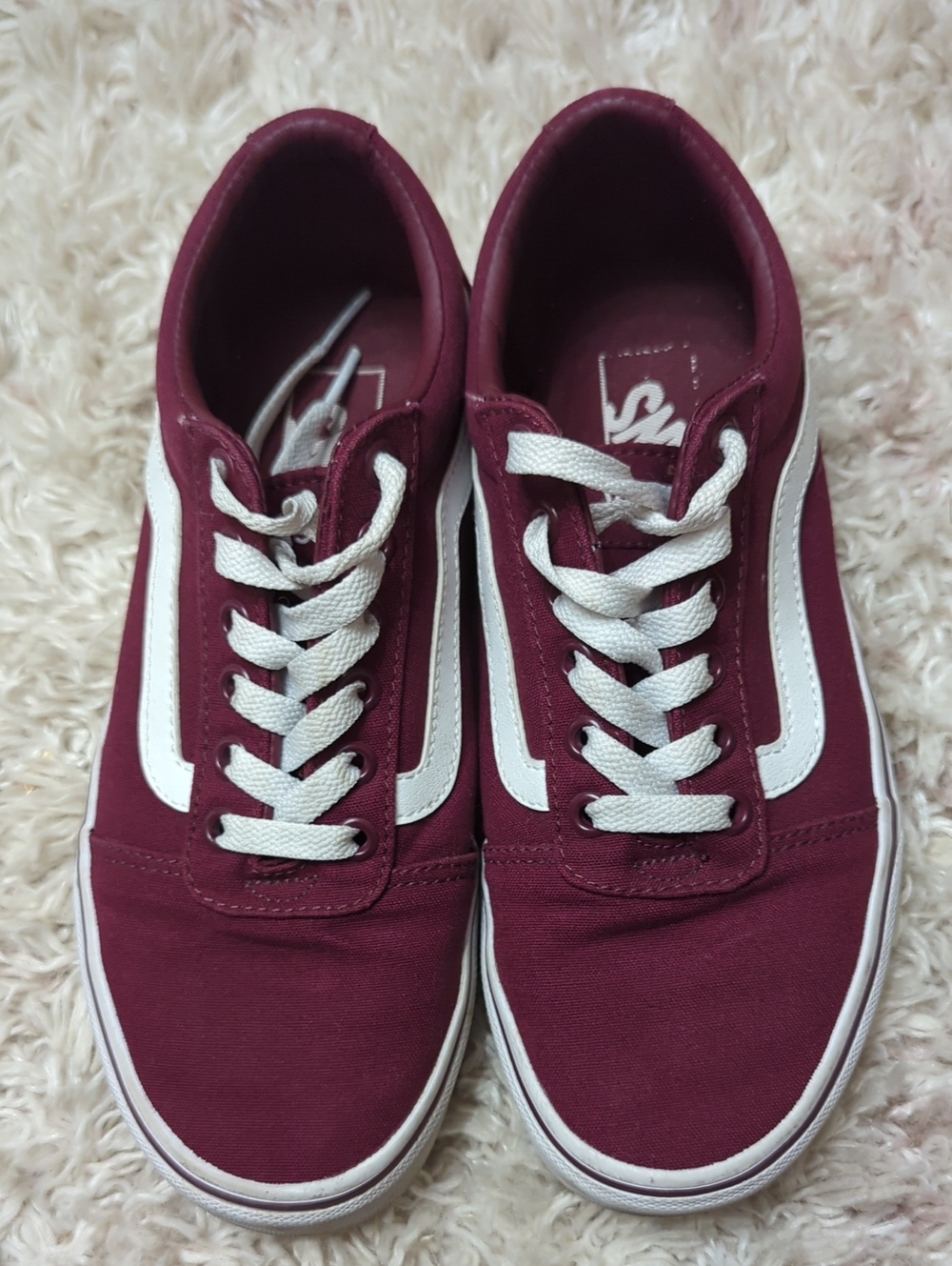 Vans Burgundy Low-Top Sneakers with White Stripe